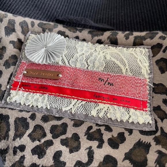 Free People Black Button Up Sweatshirt Jacket - Picture 7 of 7